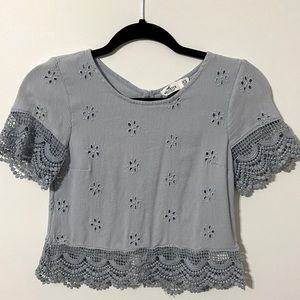 Hollister Button Up Back T-Shirt with Lace and Floral details